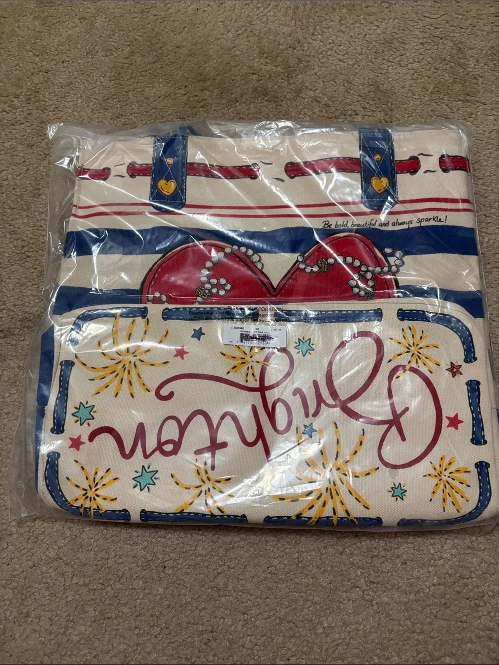 Brighton Striped 'Love' Tote - Blue, White, Red